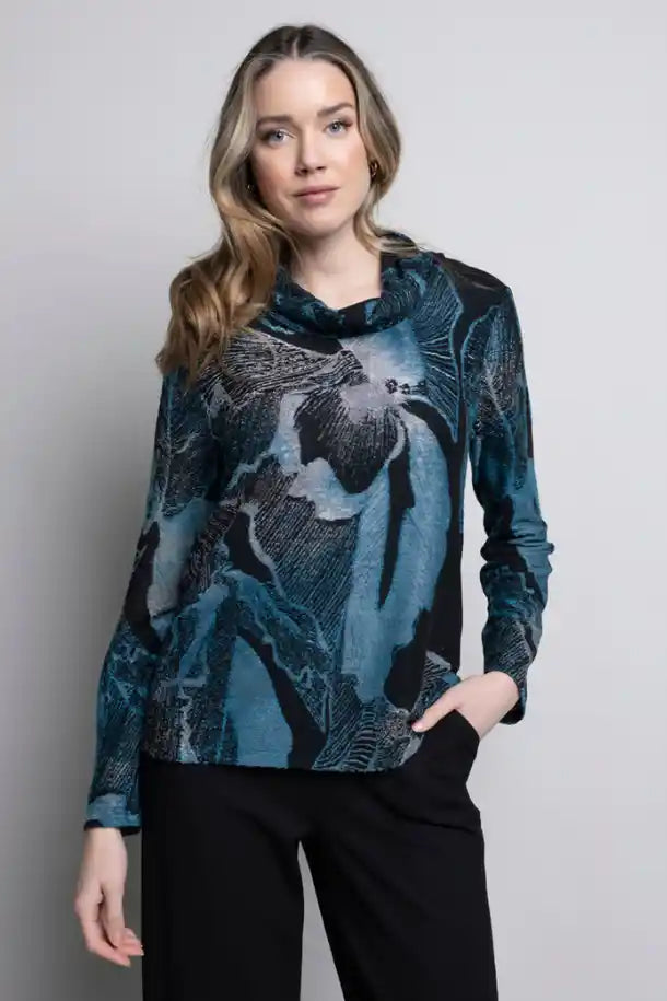 Picadilly Drawstring Neck Top in Celestial Multi