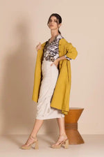 Megan Salmon Lulu Pleat Marchant Coat in Avocado