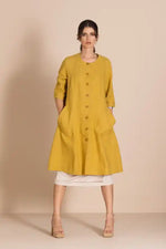 Megan Salmon Lulu Pleat Marchant Coat in Avocado