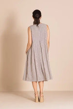 Megan Salmon Candy Stripe Molly Slip Dress in Black and Cream Stripes