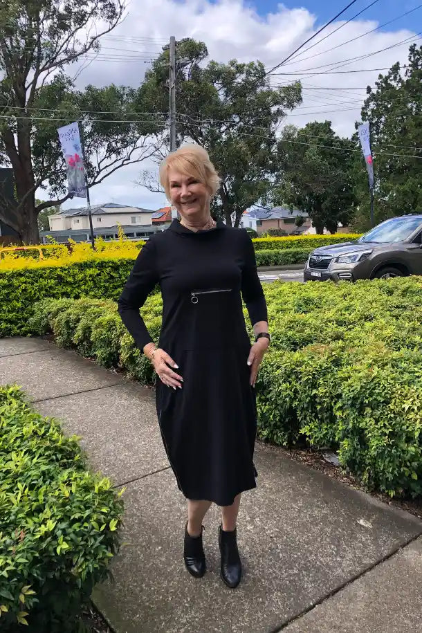 Peruzzi Side Zip Dress in Black