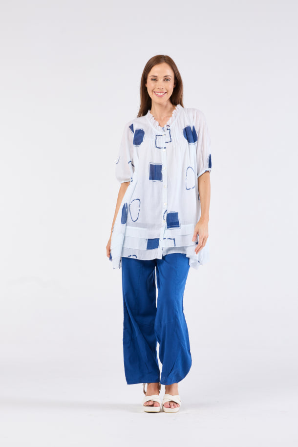 au hazard d’un voyage Long Barrel Leg Pant in Blue