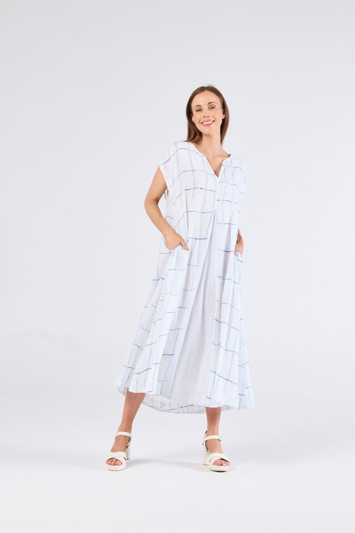 au hazard d’un voyage Print Sundress in Navy and White
