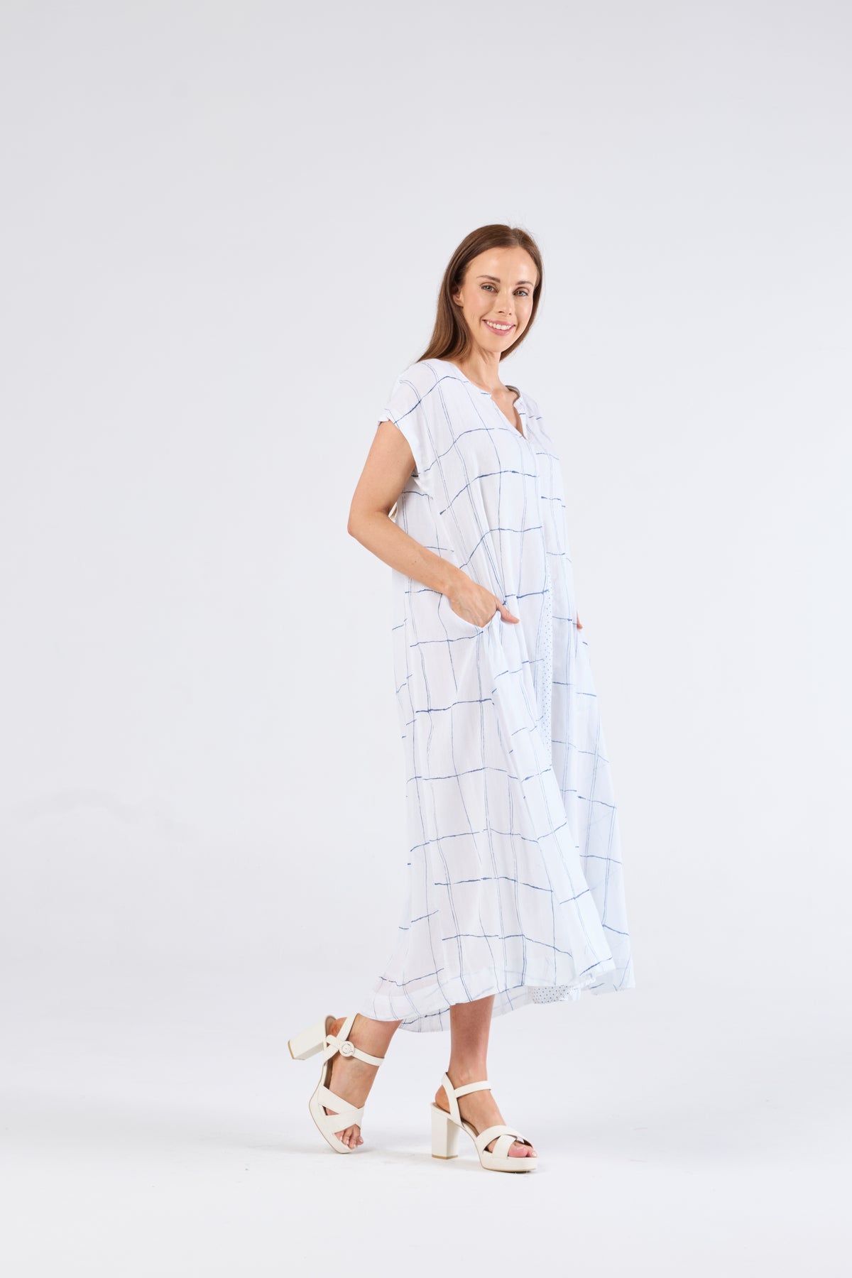 au hazard d’un voyage Print Sundress in Navy and White
