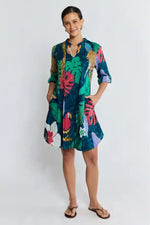 Lulalife Jungle Fever Tuck Dress in Navy