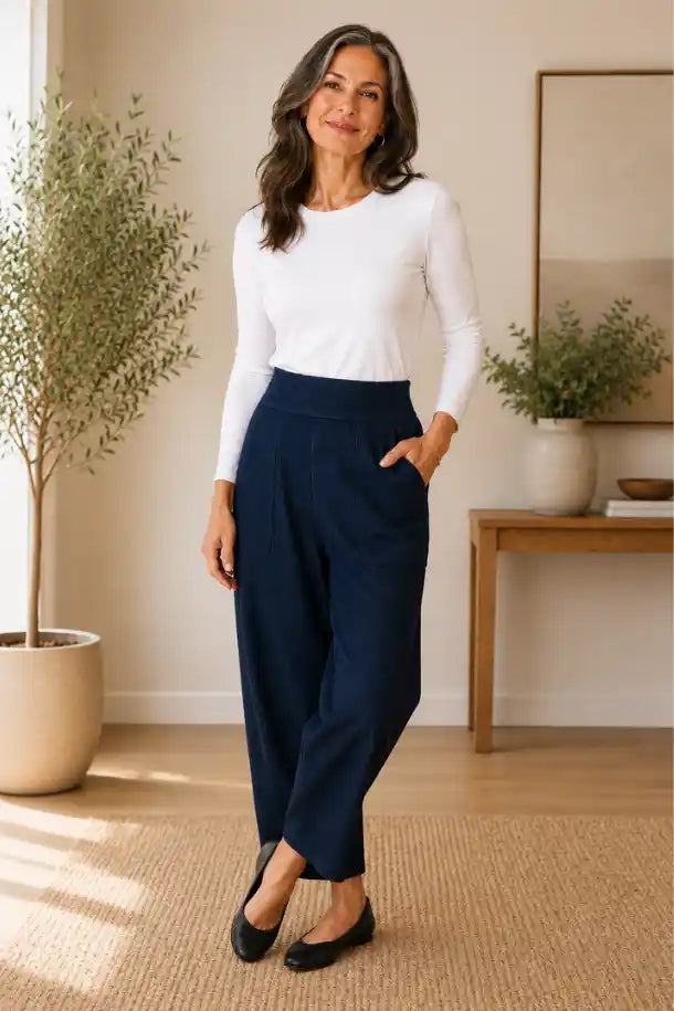 Valia Travel Pant in Denim