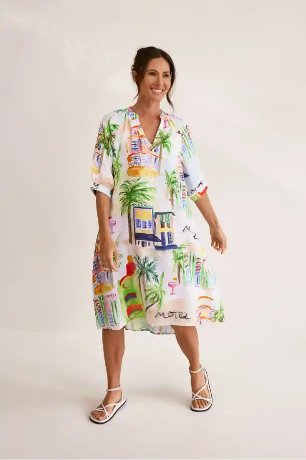 Wear Colour A-Line Dress in Motel Print