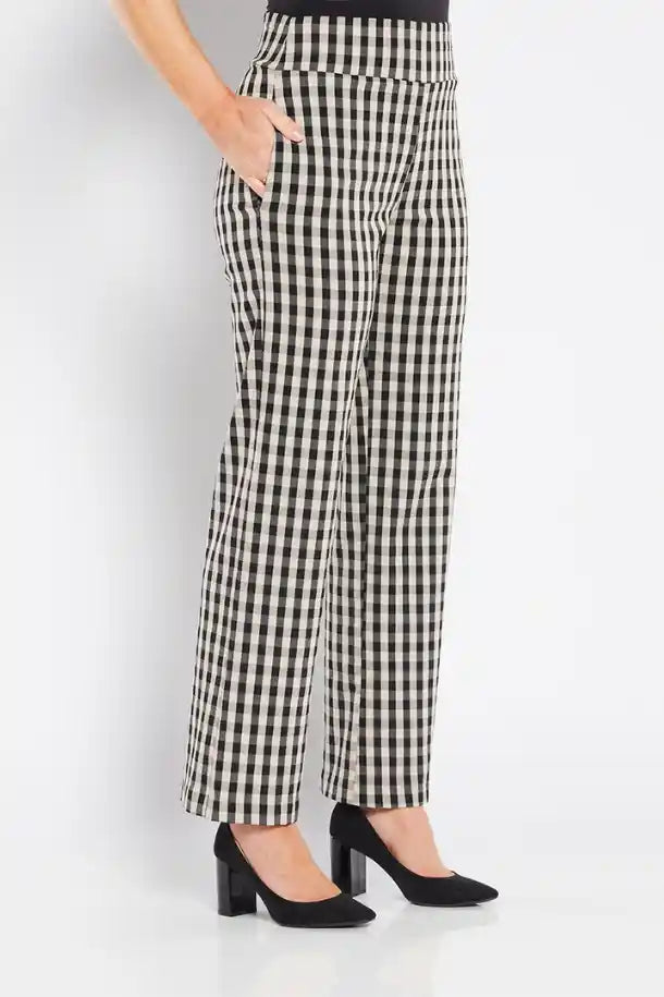 Philosophy Baylee Wide Leg Pant in Black and White Check