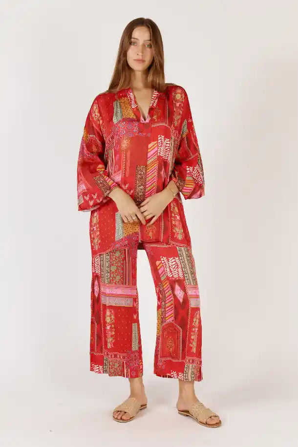 Rubyyaya Khari Shirt in Red Print
