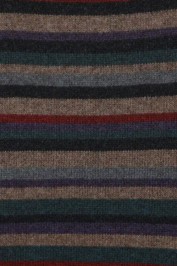 Mansted Zett Yak Stripe Scarf in Mushroom Multi Stripe